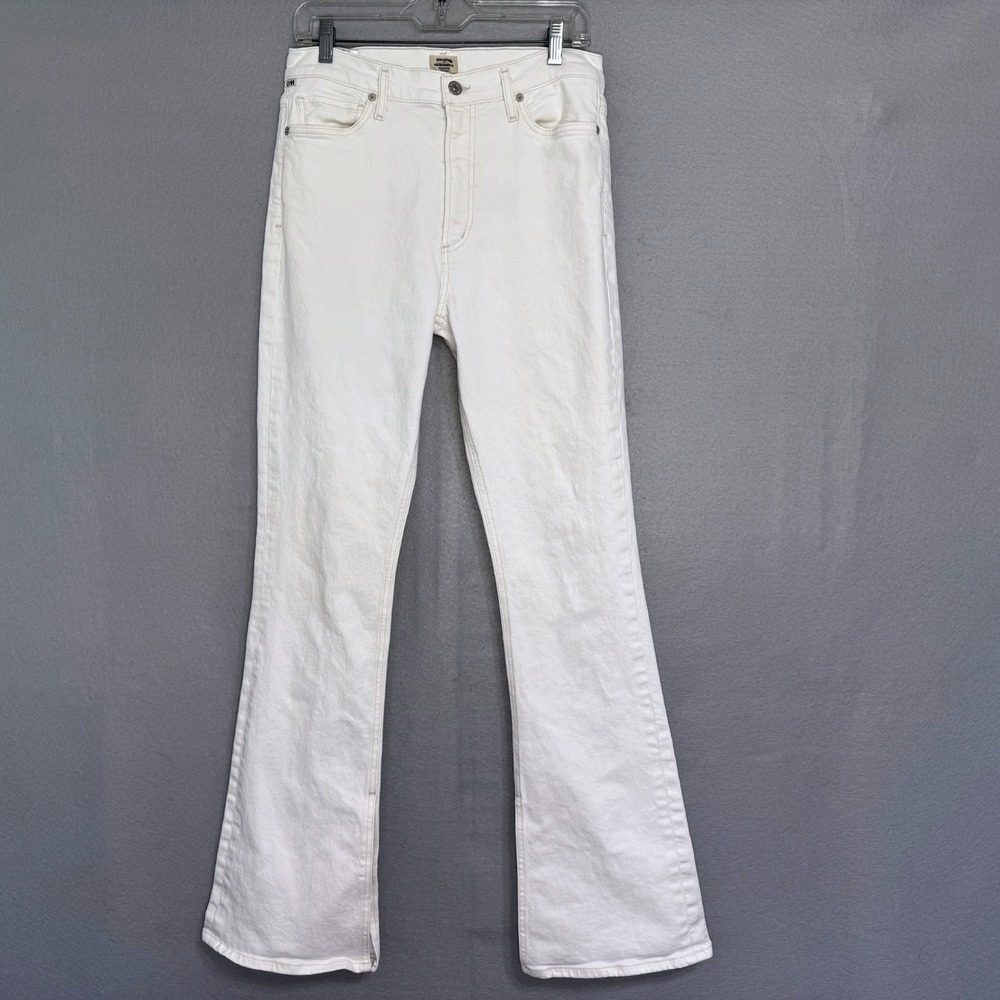 Citizens of Humanity Georgia High Rise Boot Cut Jeans Size 28 White Split Hem